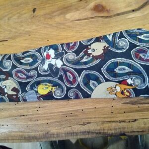 Vintage 90's Character Warner Bros. Looney Tunes Blue and White Paisley Tie